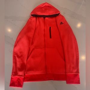 Men’s orange Adidas zip up hoodie, size large